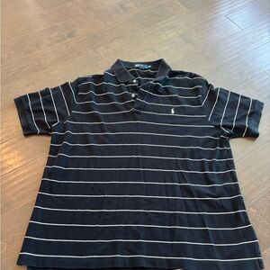 Polo Ralph Lauren Striped Polo Shirt Mens 2XB Big Black White Cotton